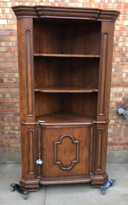 WALNUT OPEN CORNER CABINET