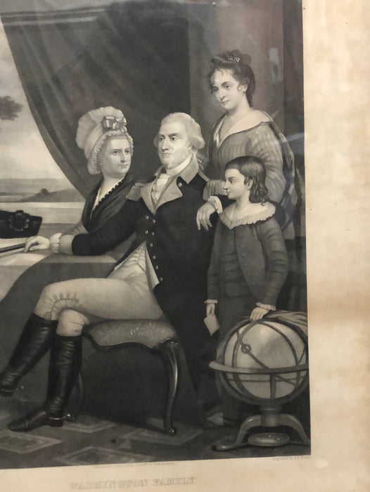 FRAMED ENGRAVING OF PRESIDENT WASHINGTONS FAMILY