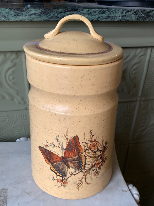 BUTTERFLY DESIGN CERAMIC LIDDED CANISTER