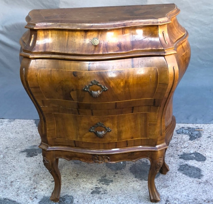 ITALIAN WALNUT INLAID BOMBE SIDE CHEST