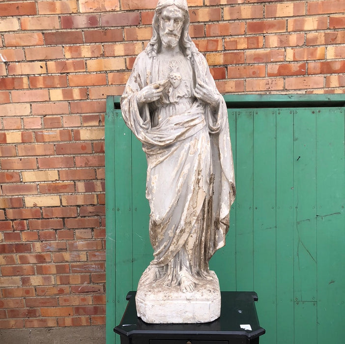 LARGE WHITE CHAULK JESUS STATUE