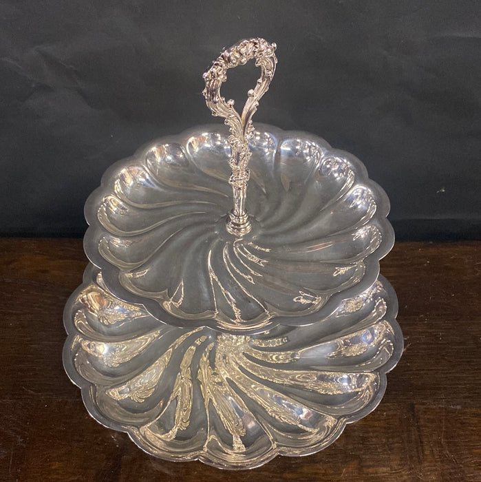 SILVERPLATE 2 TIER ROUND TRAY