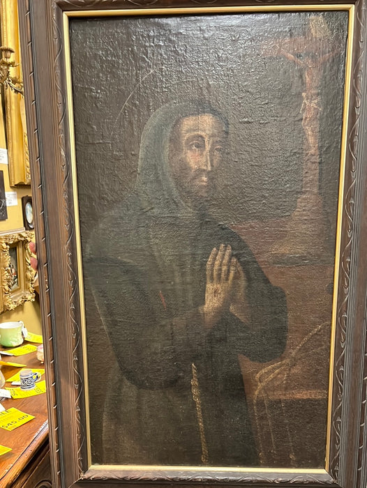 18TH CENTURY SANTOS PAINTING -SAINT FRANCIS OF ASISSI