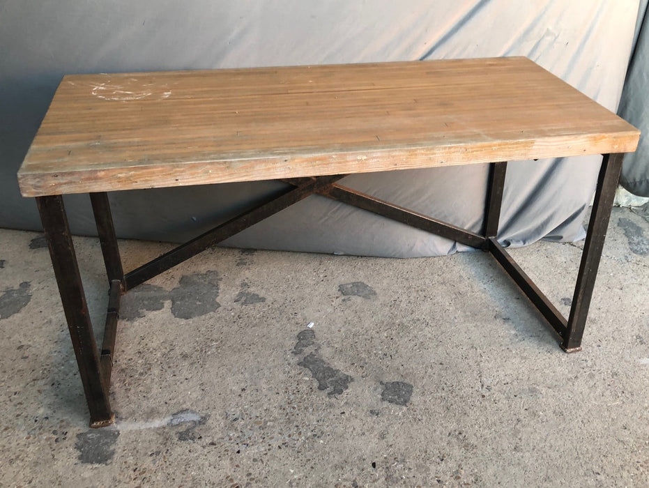 IRON BASE BUTCHER BLOCK TOP DESK