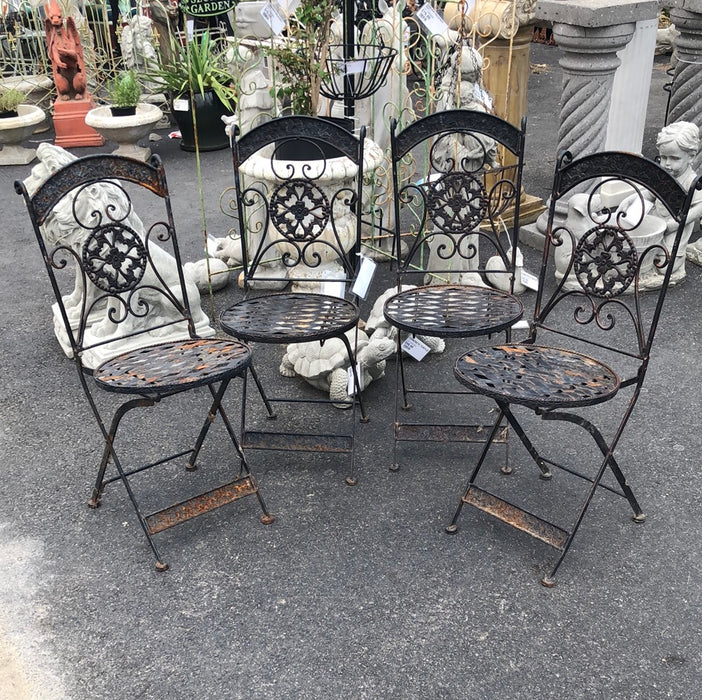 SET OF 4 IRON FOLDING CHAIRS