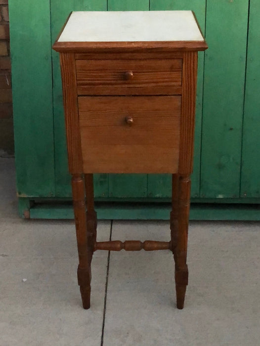 PITCH PINE MARBLE TOP STAND
