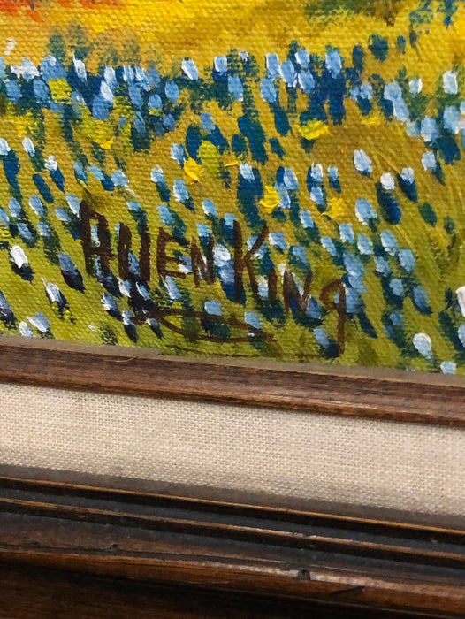 BLUEBONNETS AND A TREE OIL PAINTING BY ALLEN KING