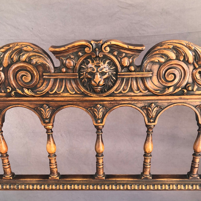 CARVED WALNUT BELGIAN 1800'S BED WITH LION HEADS