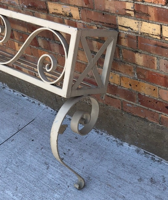 IVORY PAINTED WROUGHT IRON HANGING UNDER WINDOW FLOWER BOX
