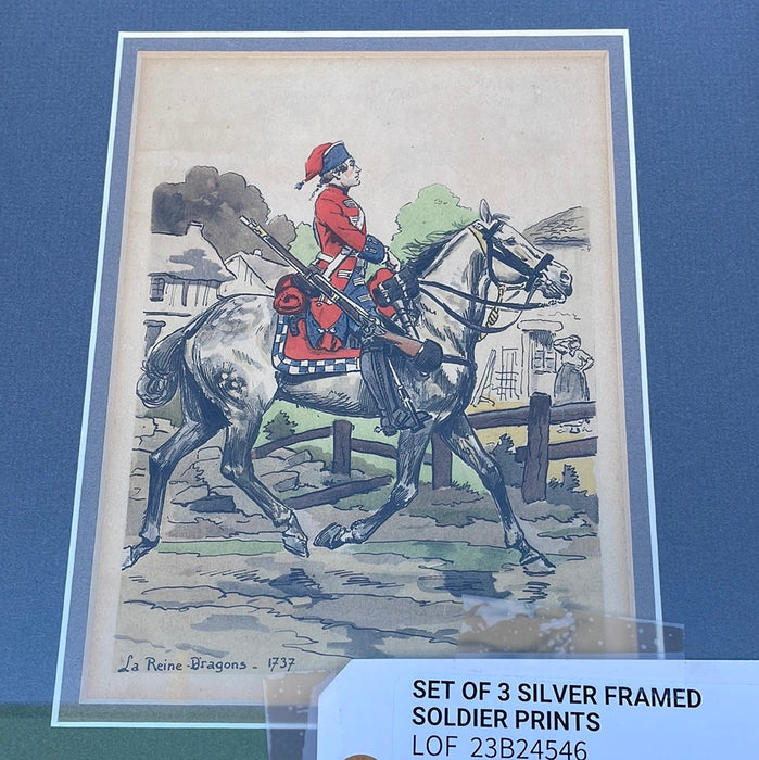 SET OF 3 SILVER FRAMED SOLDIER PRINTS