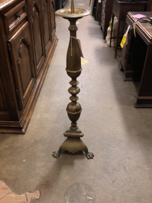 TALL BRASS PRICKET CANDLE HOLDER WITH PAW FEET