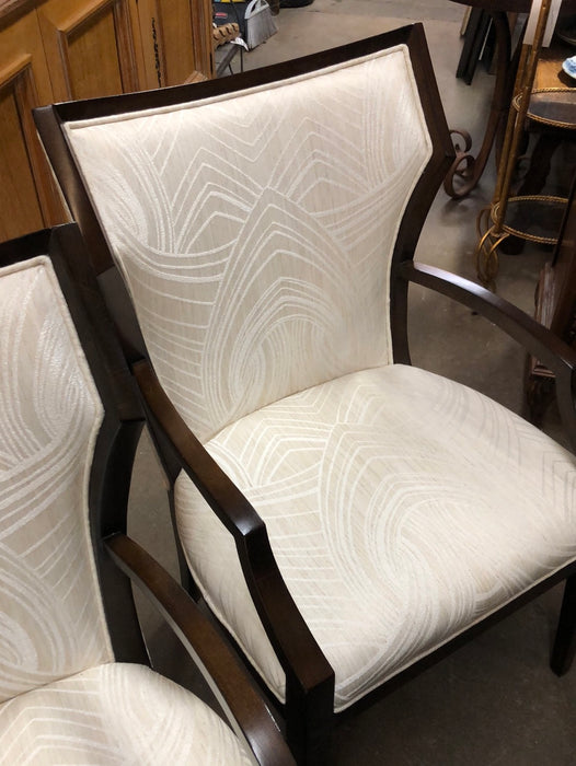 PAIR OF HICKORY WHITE UPHOLSTERED ARM CHAIRS - AS FOUND