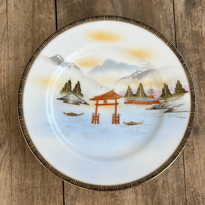 SET OF 5 JAPANESE LANDSCAPE PAINTED SMALL PLATES