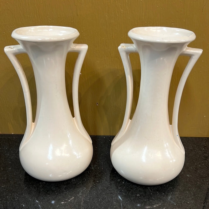 PAIR OF ECRU POTTERY VASES