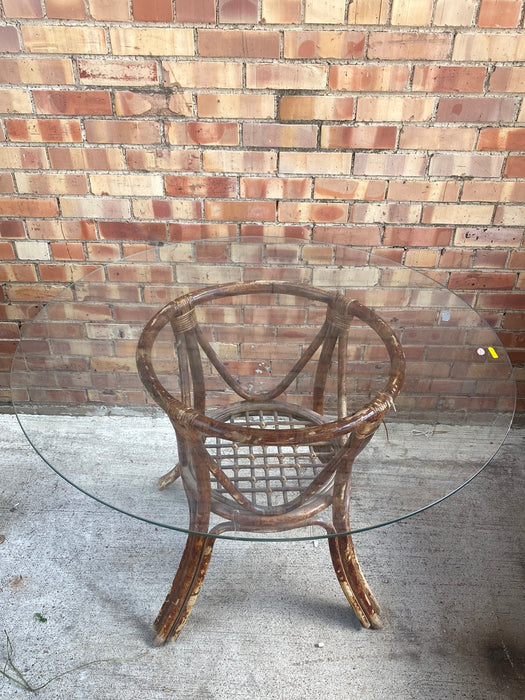 ROUND BAMBOO TABLE WITH GLASS TOP