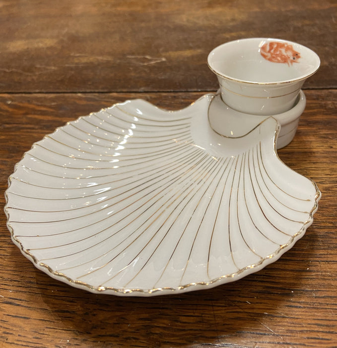 SET OF 12 SHELL DISHES AND DIPPING CUPS FOR SEAFOOD