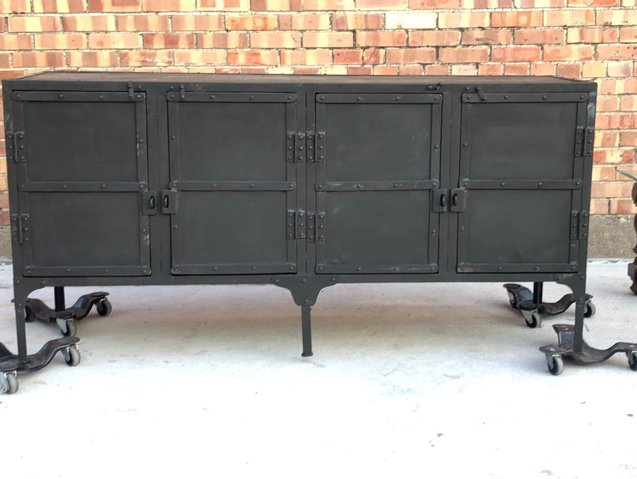 Mid-century campaign style industrial side board