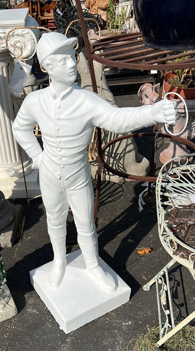 WHITE PAINTED CONCRETE JOCKEY