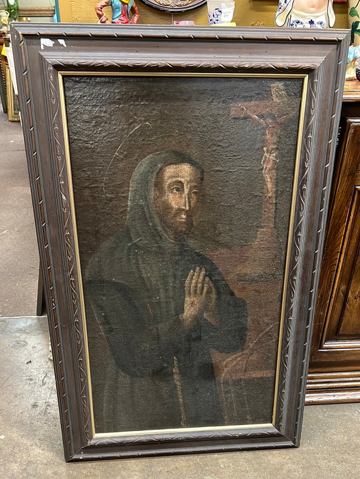 18TH CENTURY SANTOS PAINTING -SAINT FRANCIS OF ASISSI