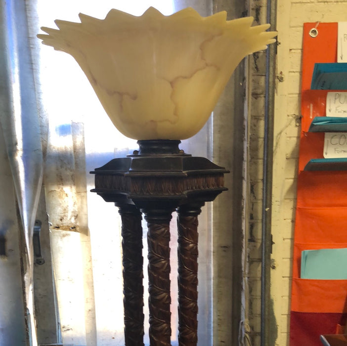 LARGE 1980'S FLOOR LAMP WITH GLASS SHADE
