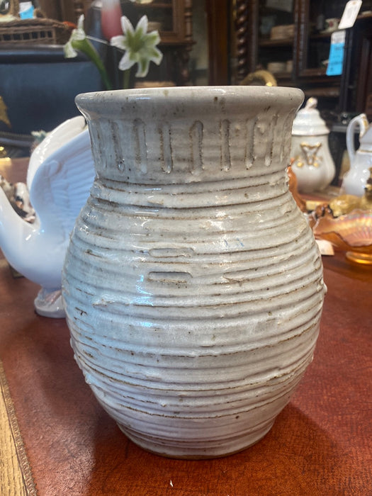 WHITE HAND THROWN 1984 VASE