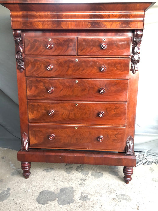 FLAME MAHOGANY 6 DRAWER OGEE CHEST