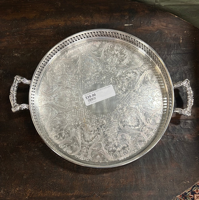 SILVERPLATE TRAY WITH GALLERY