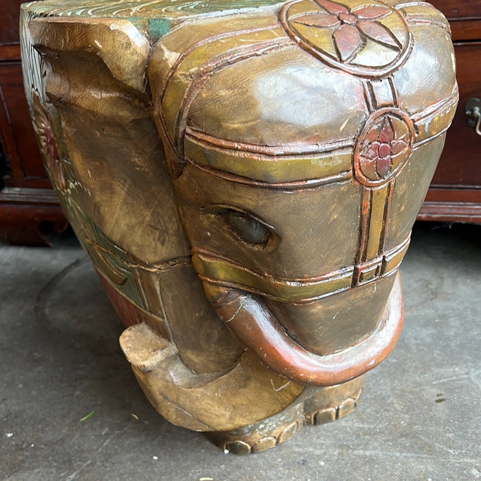 WOOD ELEPHANT GARDEN STOOL OR PLANT STAND