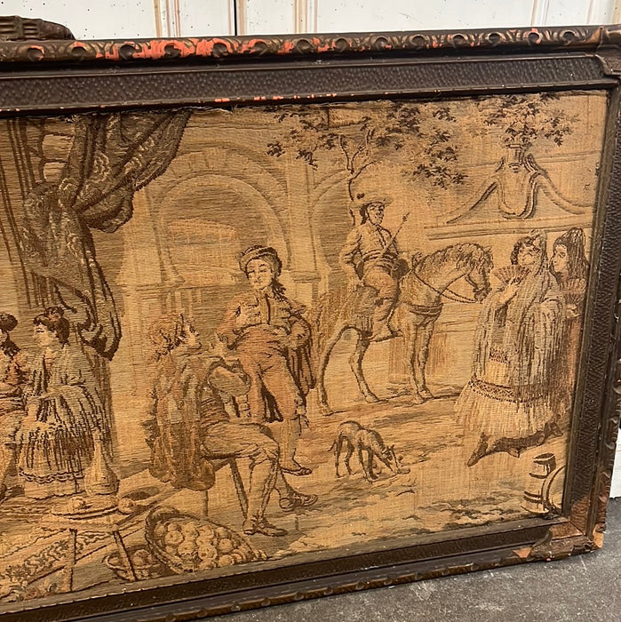 LONG FRAMED HORIZONTAL 1920'S TAPESTRY - AS FOUND