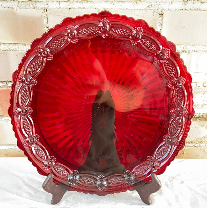ROUND RUBY GLASS PLATTER