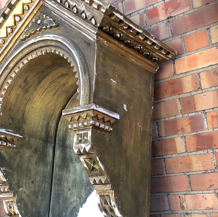 HOODED TALL GILT PAINTED MIRROR