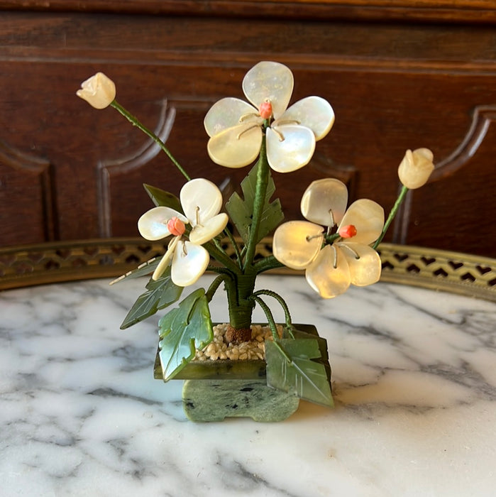 MINI JADE AND SHELL FLORAL BONSAI