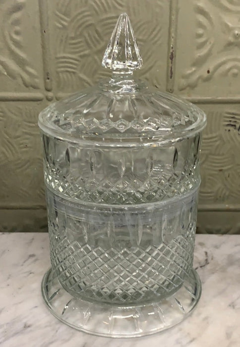 MULTI COMPARTMENT PRESSED GLASS LIDDED DISH - AS IS