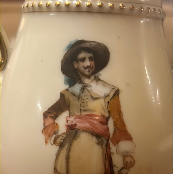 PORCELAIN HAND PAINTED AND GILT SWORDSMAN VASE