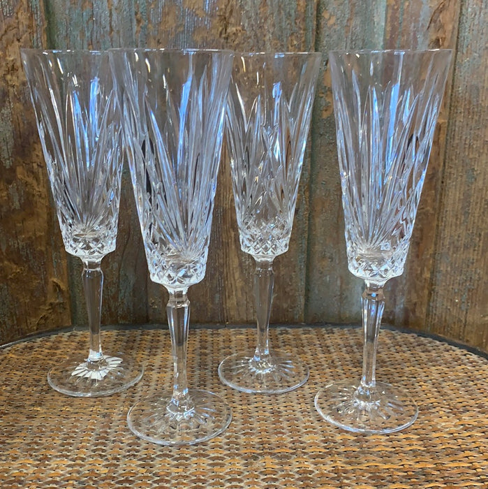 SET OF 4 CRISTAL D'ARQUES CHAMPAGNE FLUTES