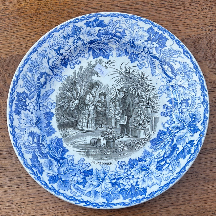 BLUE AND BLACK TRANSFERWARE IRONSTONE PLATE - EACH