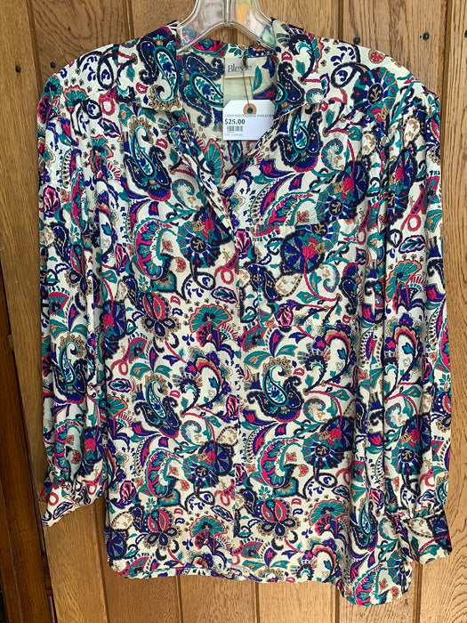 CREAM AND COLORFUL PAISLEY SHIRT