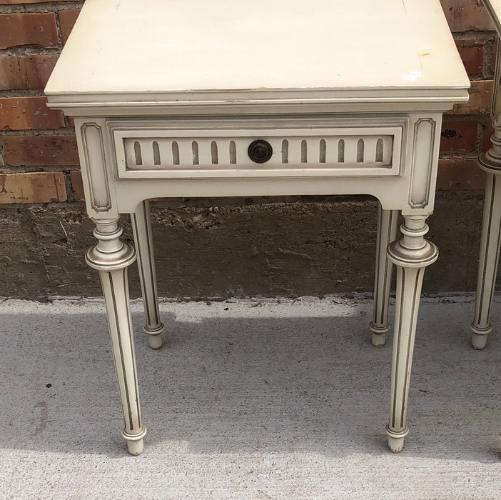 PAIR OF WHITE PAINTED LOW LOUIS XVI SIDE TABLES