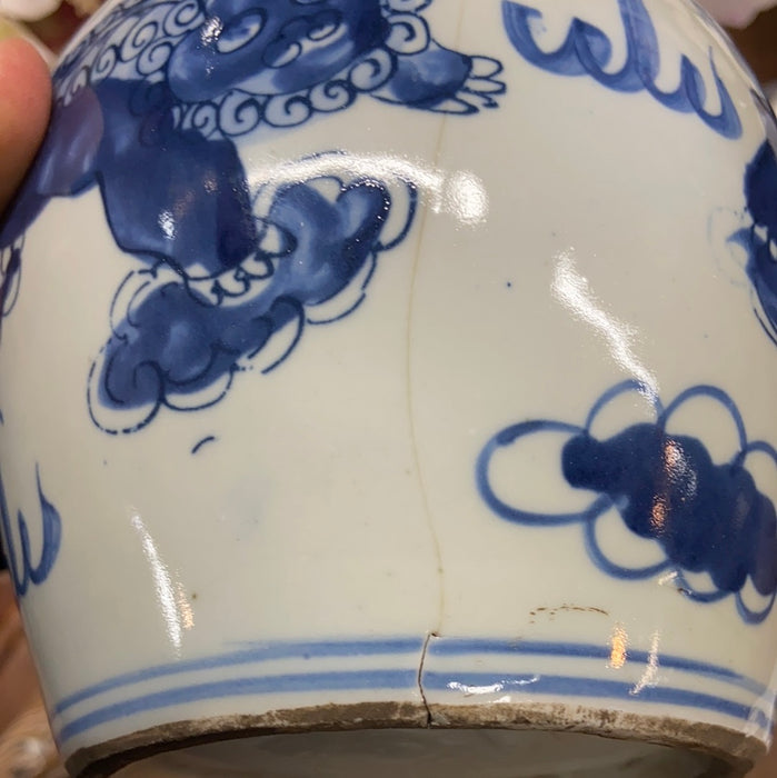 CHINESE BLUE AND WHITE GINGER JAR - AS FOUND