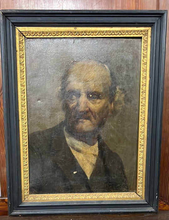 19TH C. OIL PAINTING OF CURMUDGEONLY MAN