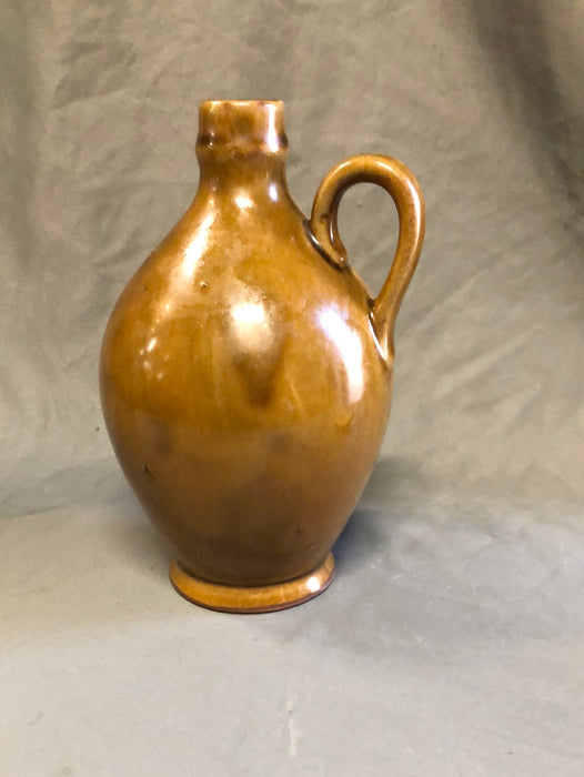 HAND THROWN SMALL BROWN POTTERY CROCK JUG