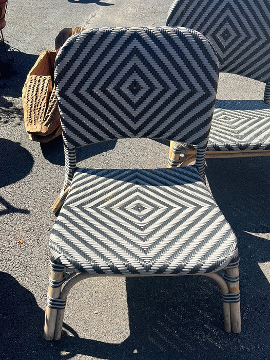 PAIR OF LOW BAMBOO WOVEN DRINKING CHAIRS