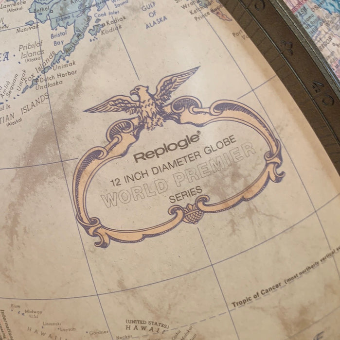 REPLOGLE LIGHT UP FLOOR GLOBE ON TRIPOD BASE