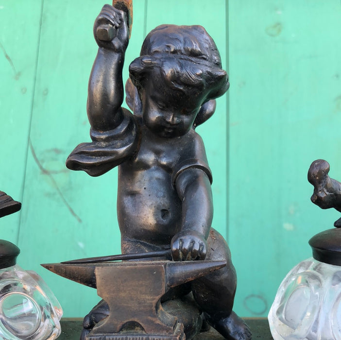 CUPID BRONZE FINISH INKWELL