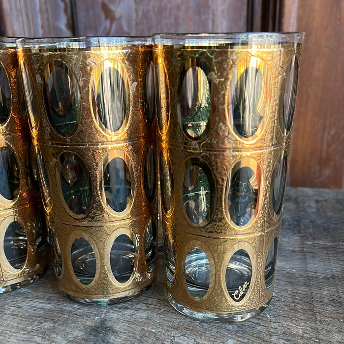 SET OF 8 GOLD WITH ELIPSES TUMBLERS