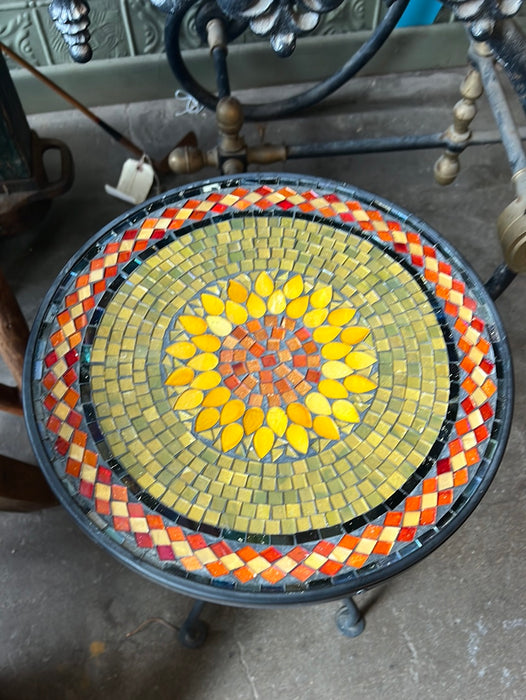 METAL BASE PATIO TABLE WITH MOSAIC TILE TOP