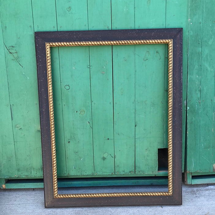 LARGE WOOD FRAME WITH GOLD GADROONING TRIM