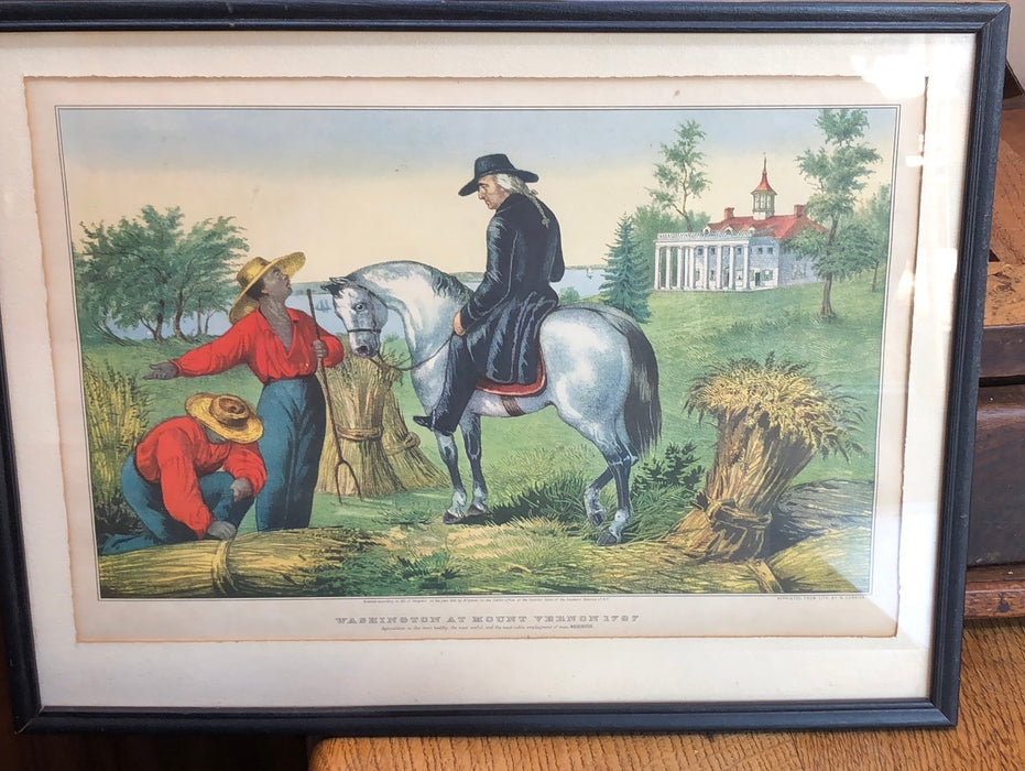 LITHOGRAPH OF GEORGE WASHINGTON AT MT. VERNON