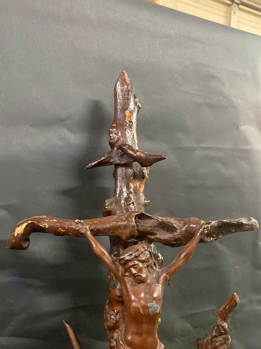 NATURAL WOOD CROSS CRUCIFIXION