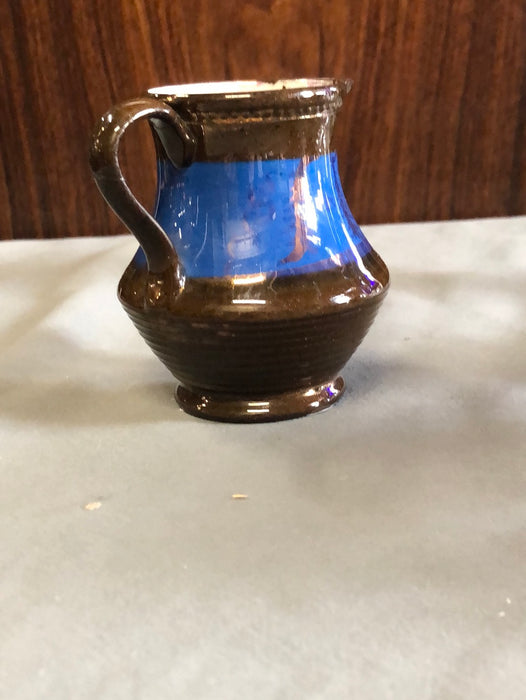 TINY COPPER LUSTER PITCHER WITH BLUE BAND